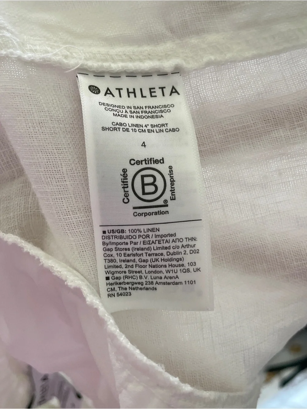 NWOT Women's Athleta Cabo Linen Short White Drawstring, Size 4